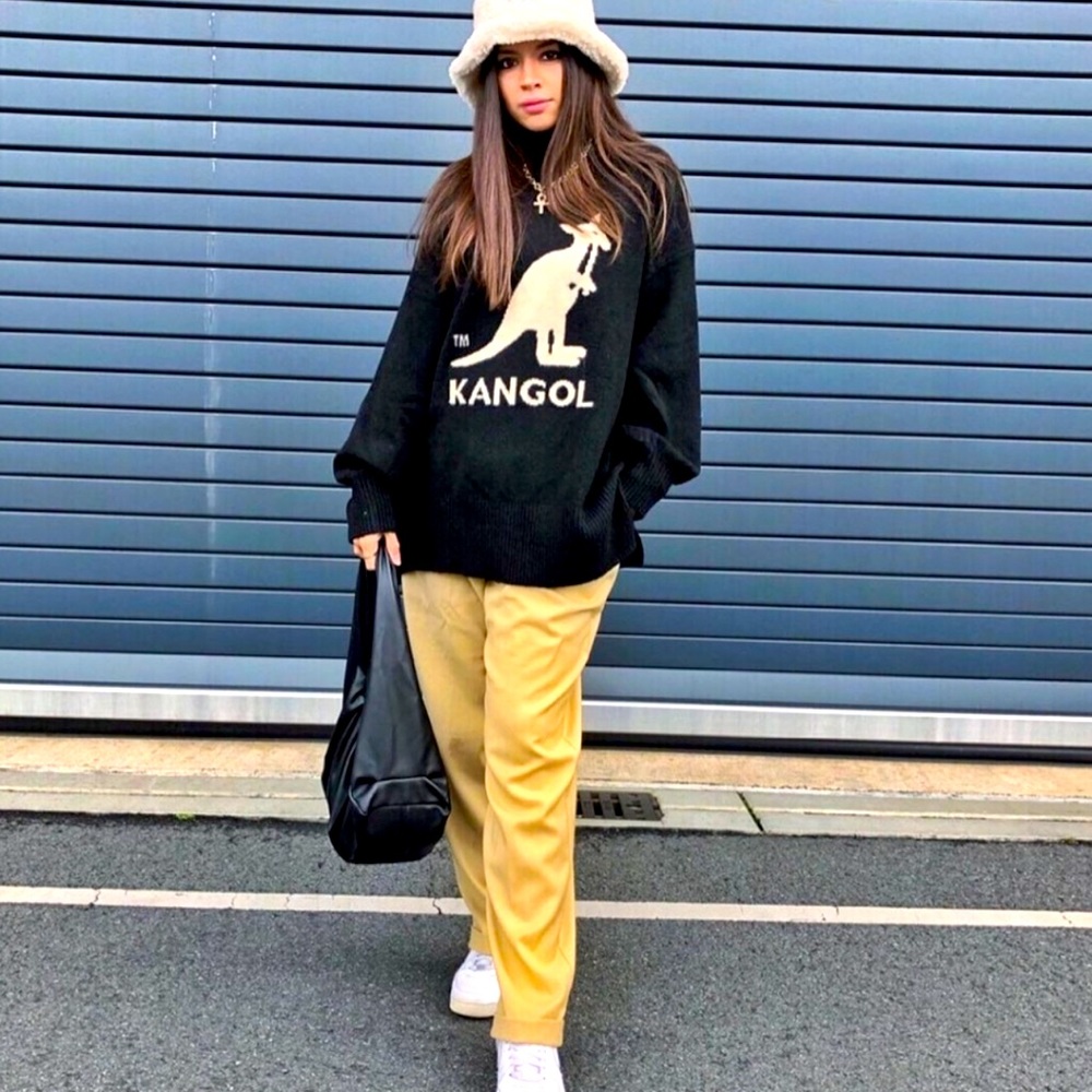 H&M X Kangol Black Wool Blend Oversized Sweater Size S